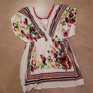 Boho flower and butterfly top
